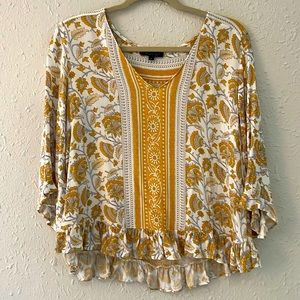 Golden Yellow paisley and floral top